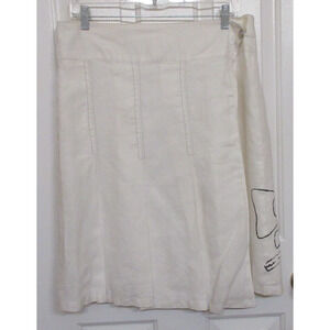 st-martins Women Wrap Skirt Linen Fish Print Cream/Black Fish Print Embroide W/L